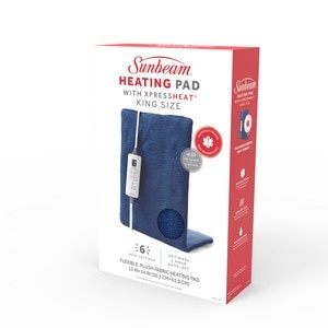 slide 1 of 1, Sunbeam Premium Sunbeam King Size Heating Pad With Xpressheat, Blue, 6Hs Lcd, 1 ct