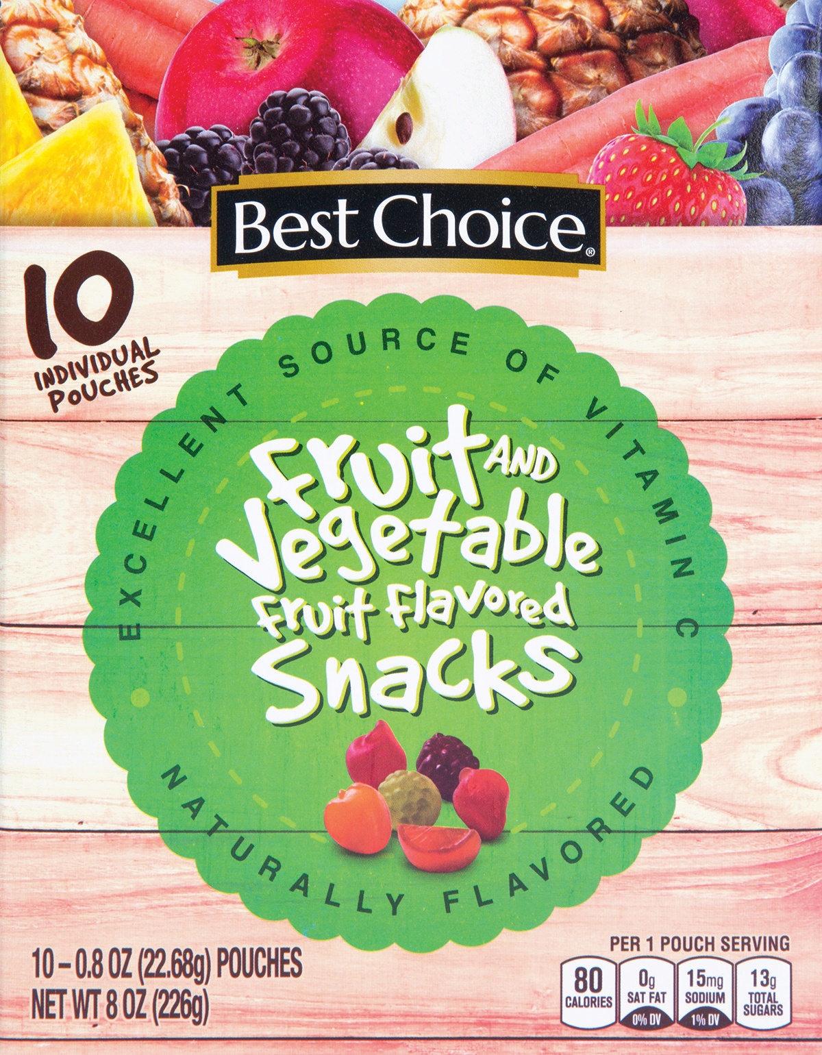 slide 1 of 1, Best Choice Fruit And Vegetable Fruit Snacks, 10 ct