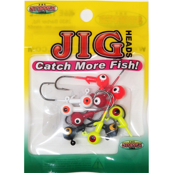 slide 1 of 2, Stopper Lures 1/16th oz Solid Color Jig Head Assortment, 1/16 oz
