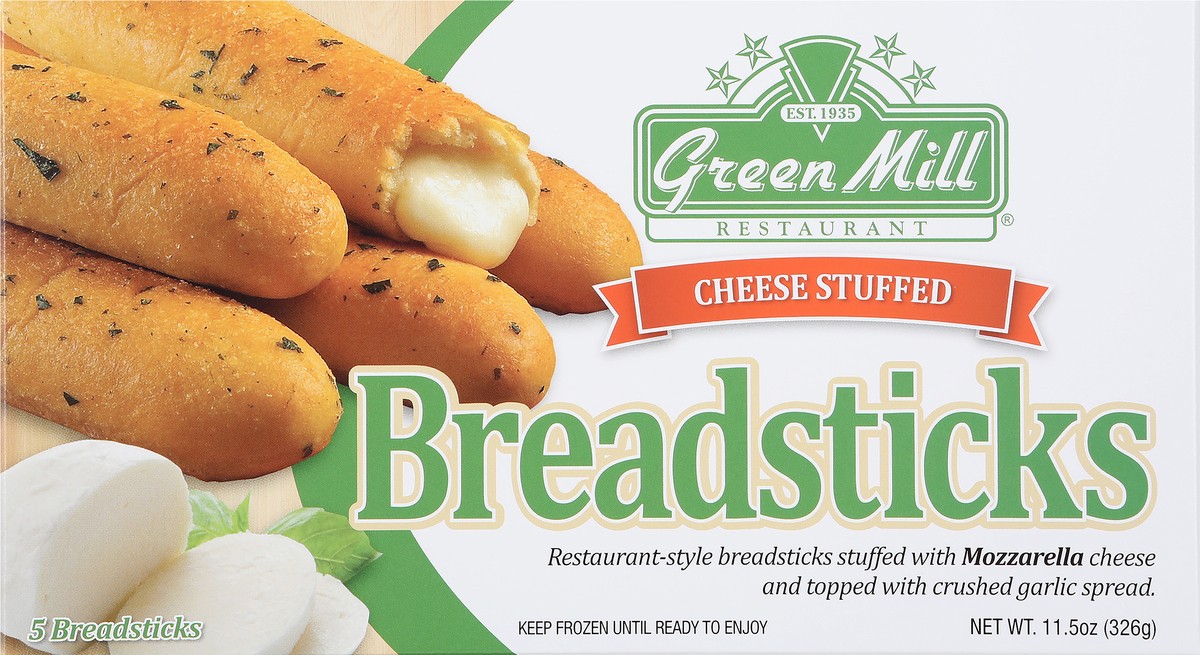 slide 6 of 9, Green Mill Cheese Stuffed Breadsticks,