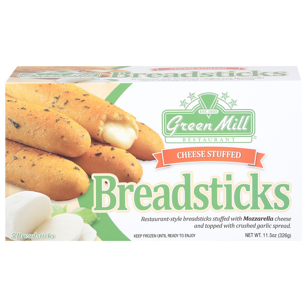 slide 1 of 9, Green Mill Cheese Stuffed Breadsticks,