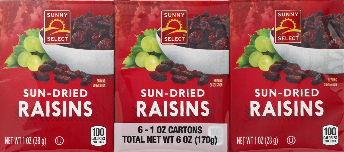 slide 1 of 12, Sunny Select Sun-Dried Raisins 6 ea, 6 ct