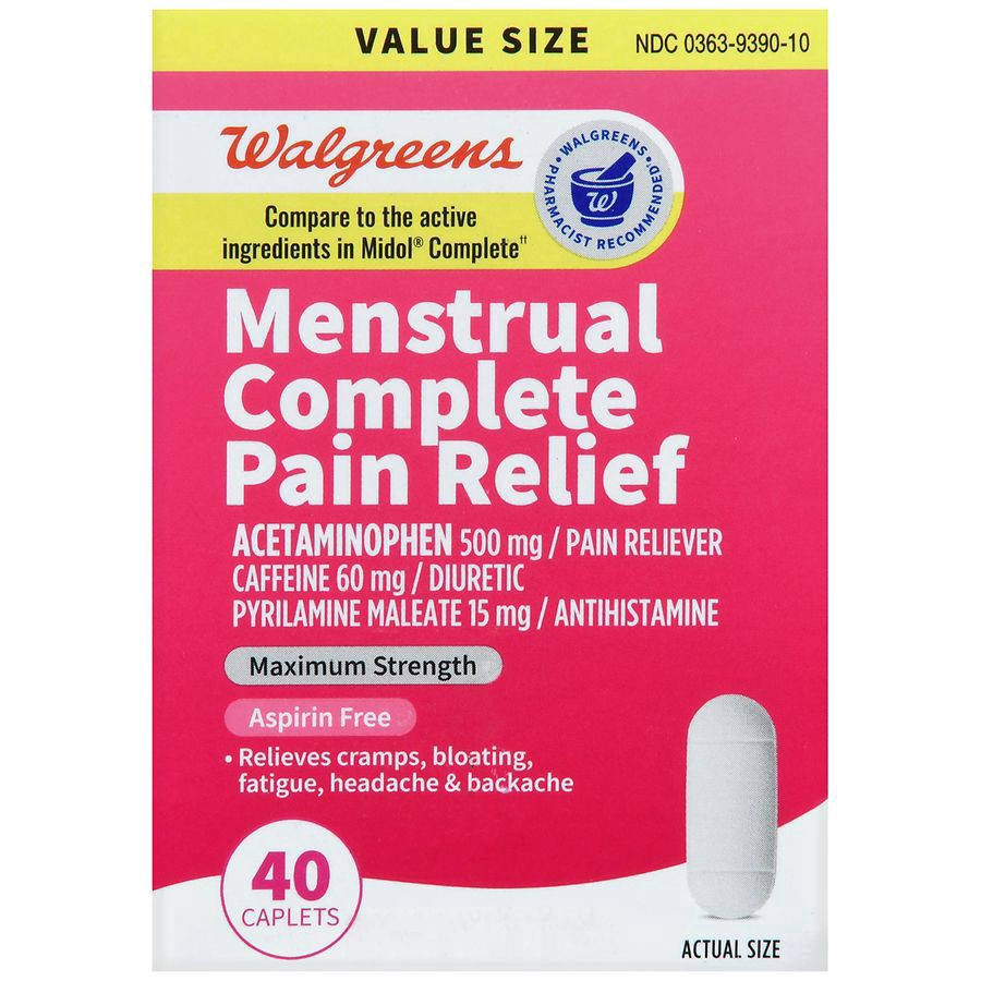 slide 2 of 5, Walgreens Menstrual Relief Caplets, 40 ct