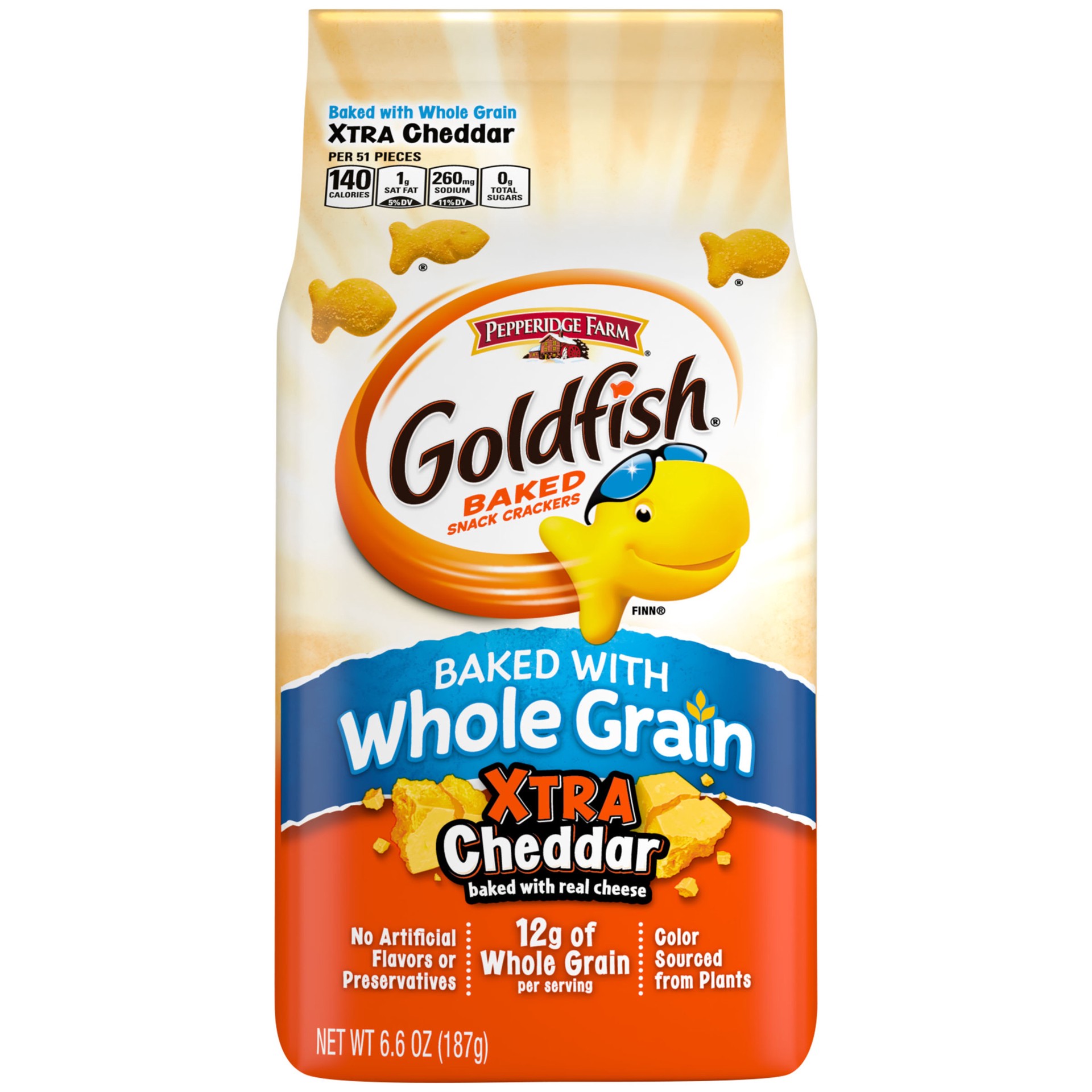 slide 1 of 8, Pepperidge Farm Goldfish Crackers Baked with Whole Grain, Xtra Cheddar, 6.6 oz. Bag, 6.6 oz