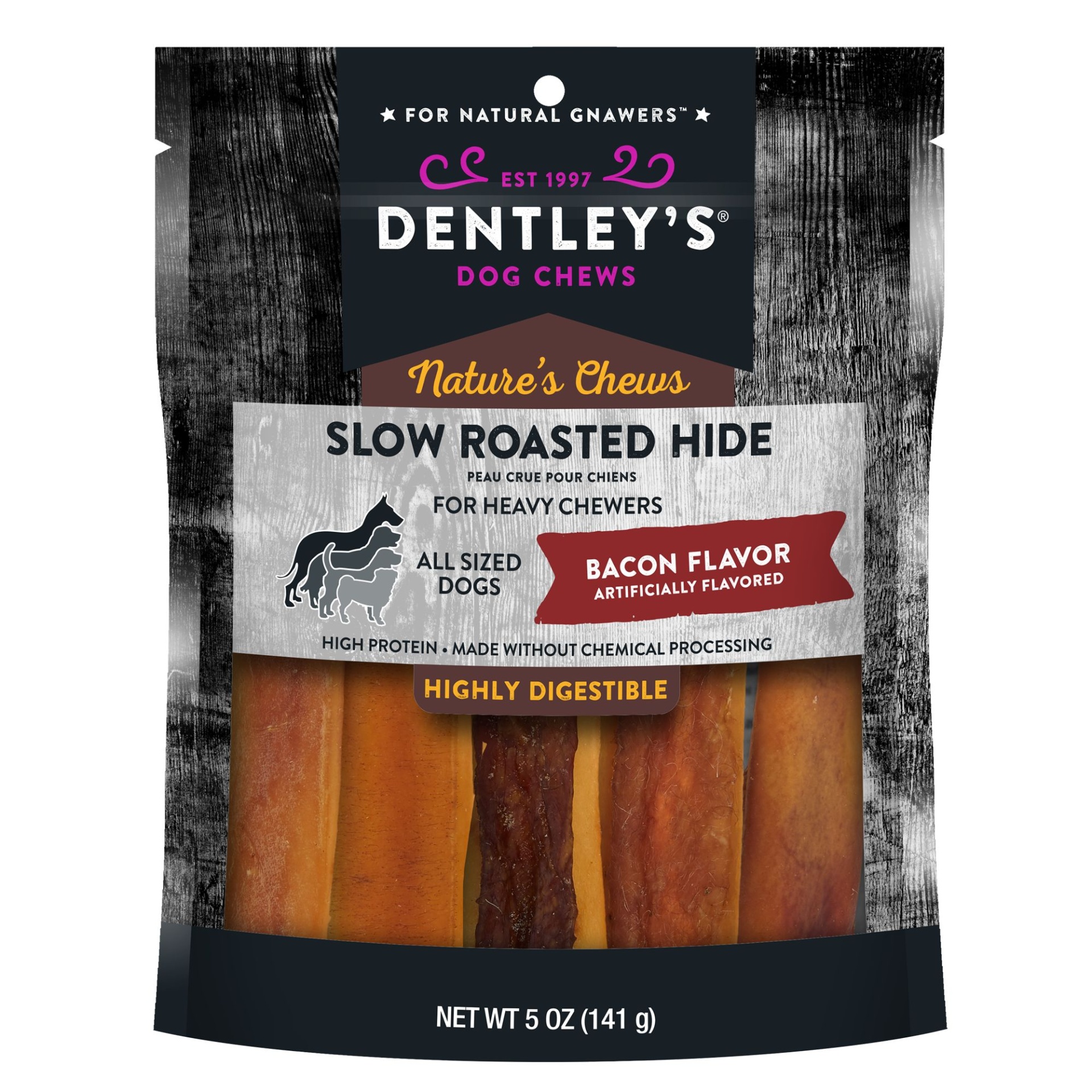 slide 1 of 1, Dentley's Nature's Chews Hide Sticks Dog Chew, 5 oz., 5 oz