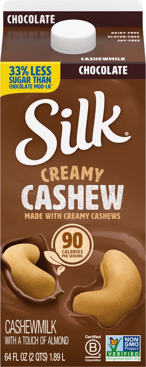 slide 3 of 12, Silk Chocolate Cashewmilk, Half Gallon, 64 fl oz
