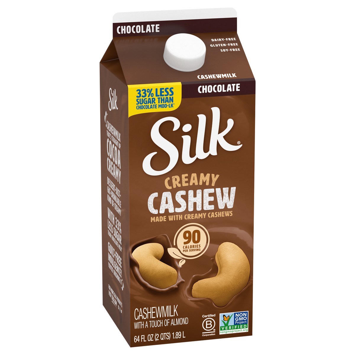 slide 6 of 12, Silk Chocolate Cashewmilk, Half Gallon, 64 fl oz