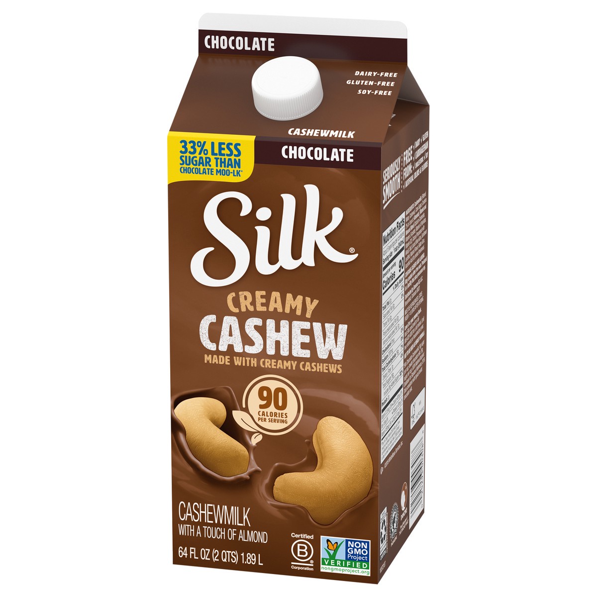 slide 7 of 12, Silk Chocolate Cashewmilk, Half Gallon, 64 fl oz