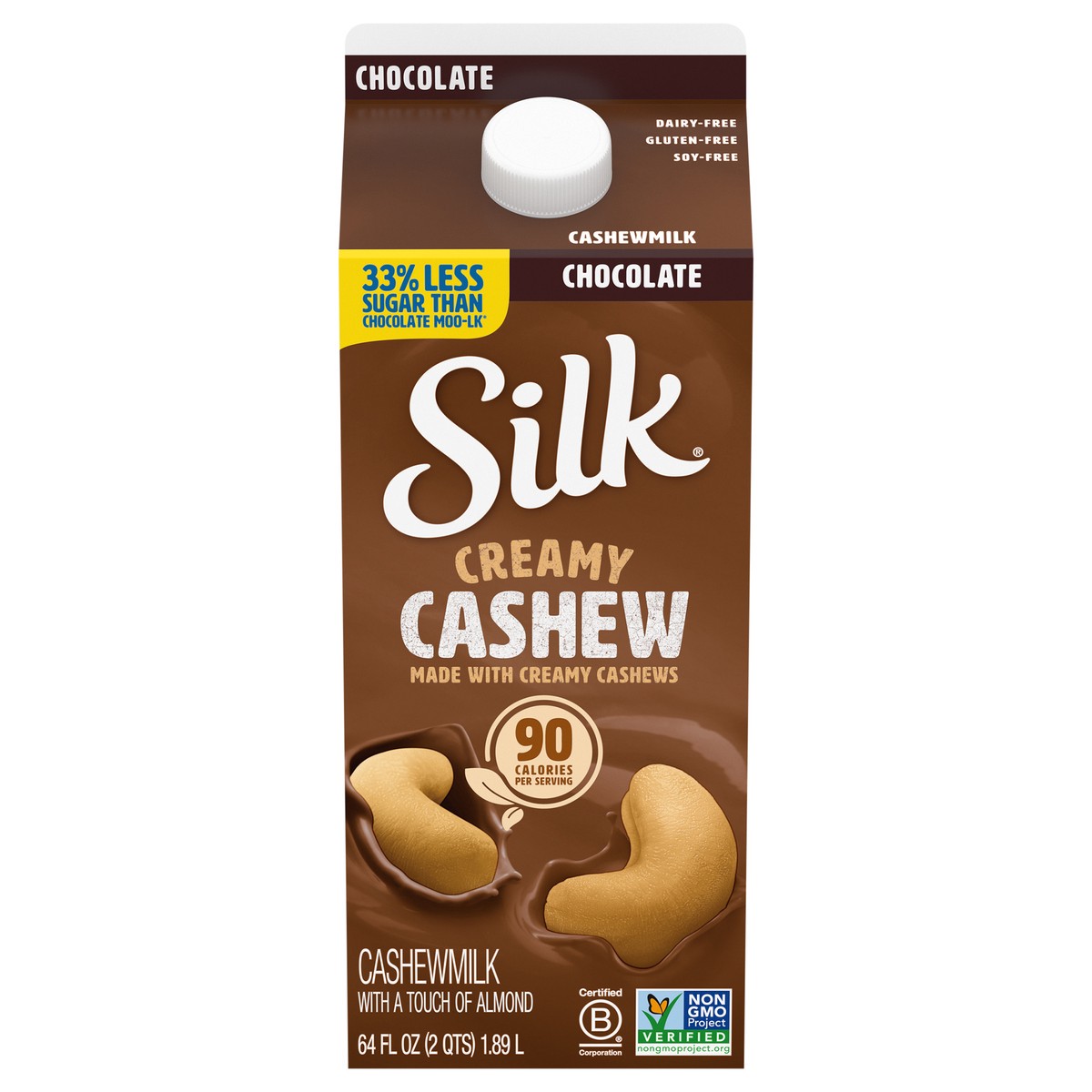 slide 1 of 12, Silk Chocolate Cashewmilk, Half Gallon, 64 fl oz