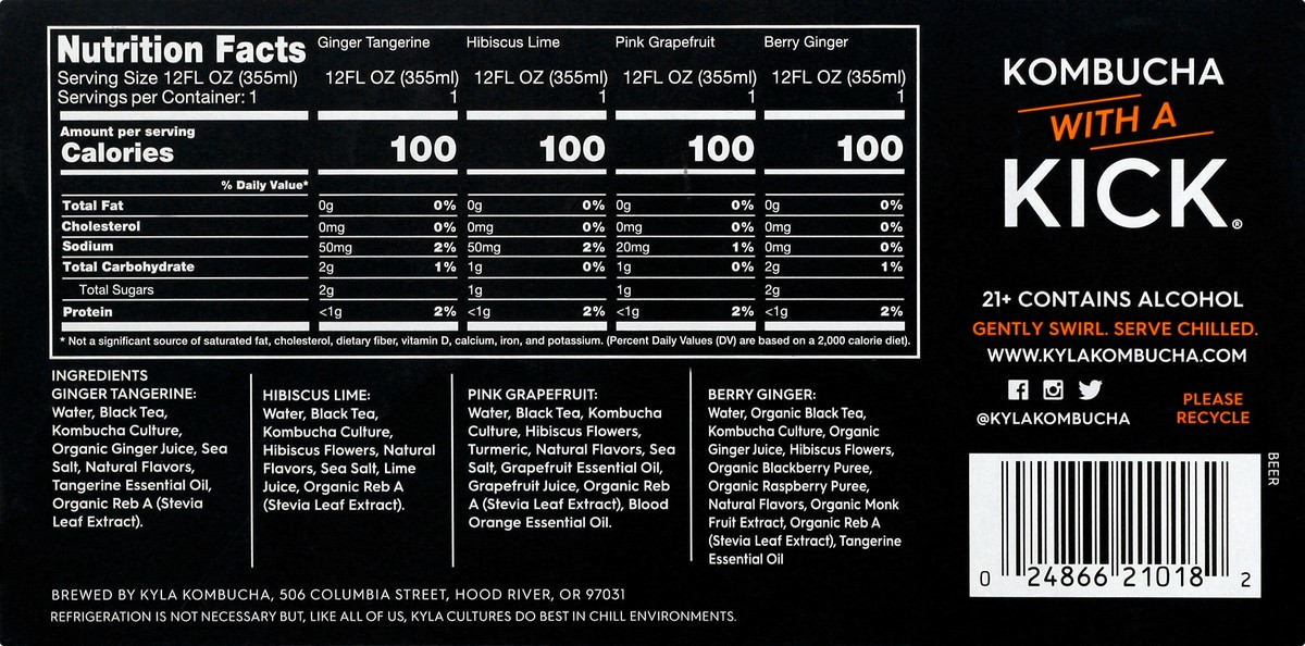 slide 2 of 9, Kyla Variety Pack Hard Kombucha 8 ea, 8 ct; 12 oz