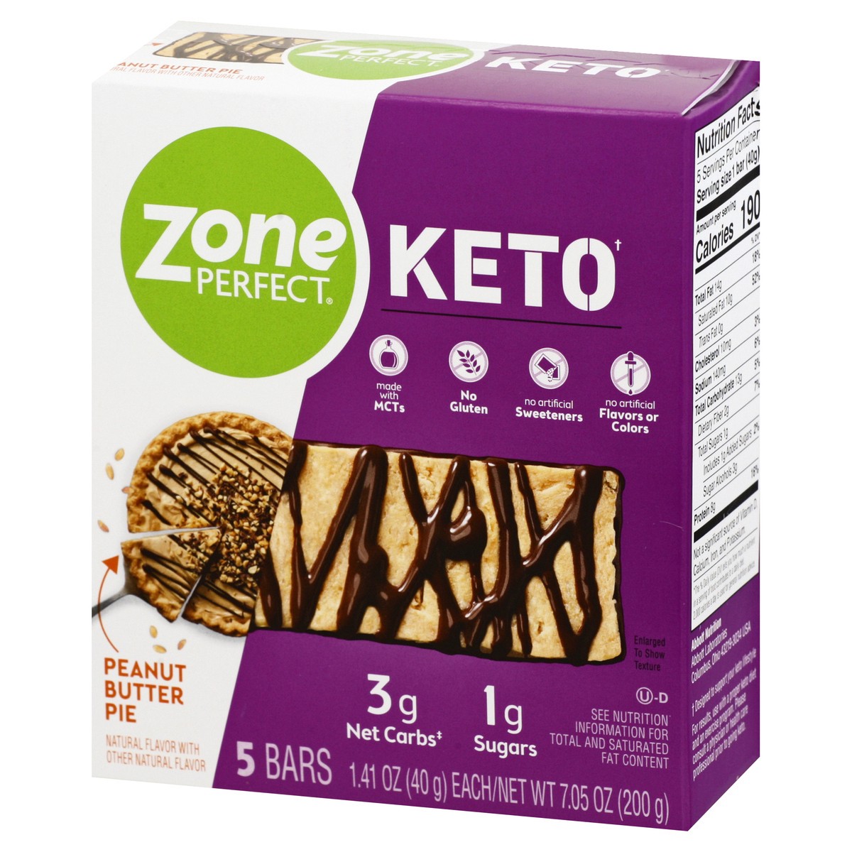 slide 3 of 9, Zone Perfect Peanut Butter Keto Bar 5Pk, 7.05 oz