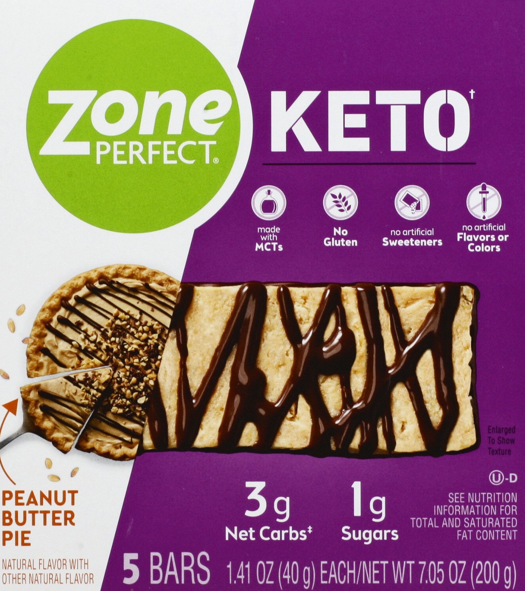 slide 1 of 9, Zone Perfect Peanut Butter Keto Bar 5Pk, 7.05 oz