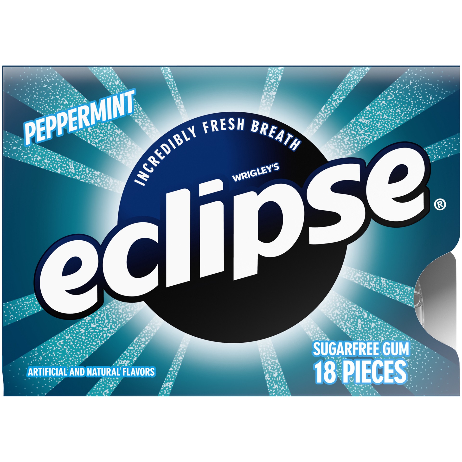 slide 1 of 6, ECLIPSE Peppermint Sugar Free Chewing Gum, Single Pack, 18 Piece, 18 pc
