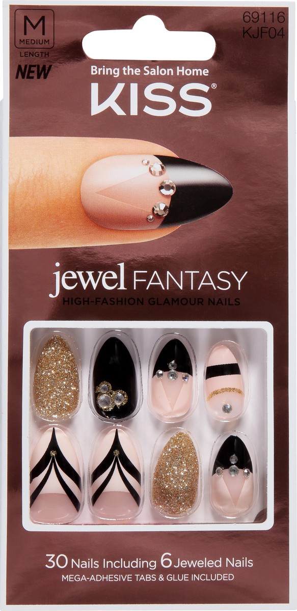 slide 2 of 11, Kiss Jewel Fantasy Medium Length Duchess KJF04 Nails 30 ea, 30 ct