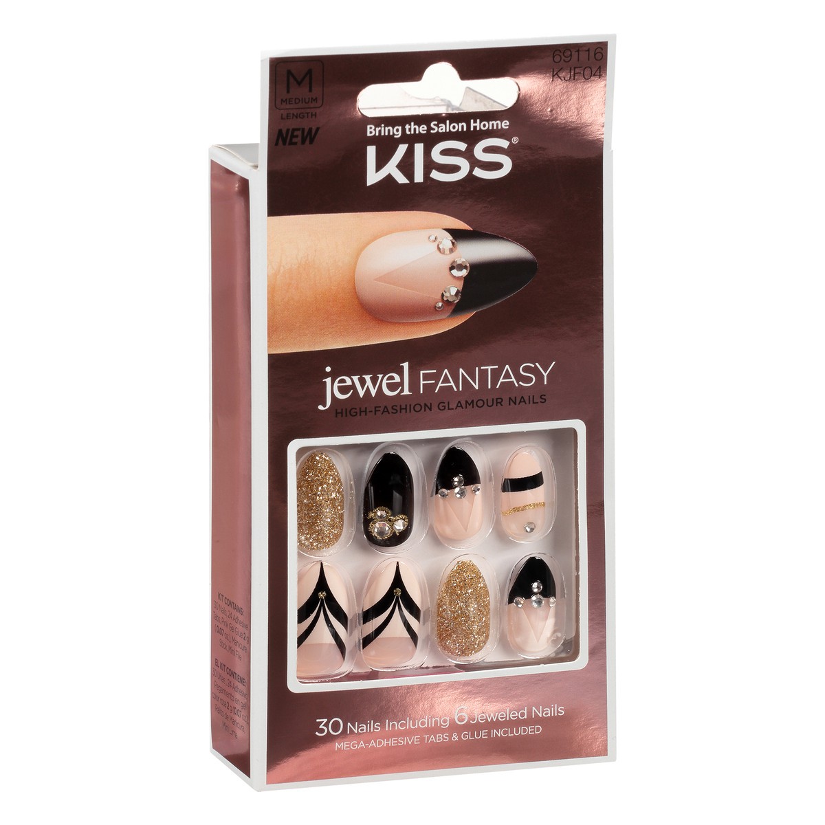 slide 4 of 11, Kiss Jewel Fantasy Medium Length Duchess KJF04 Nails 30 ea, 30 ct