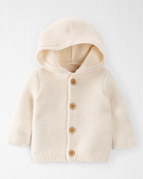 slide 1 of 4, Littleplanet Baby Organic Cotton Signature Stitch Cardigan Sweet Cream 6M, 1 ct
