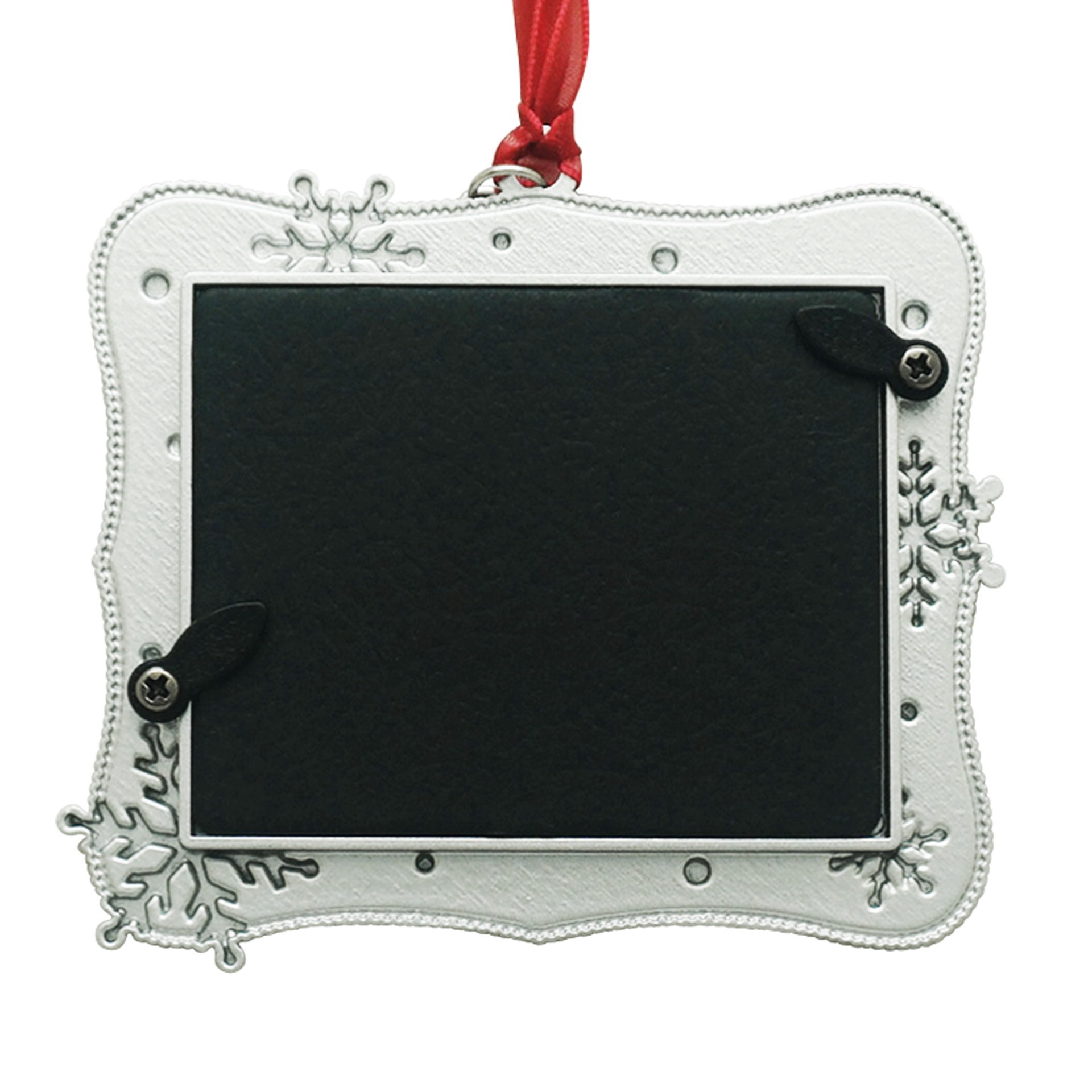 slide 3 of 3, 2" X 2.5" Red & Silver Snowflake Metal Ornament Frame By Studio Decor, 2 in x 2.5 in