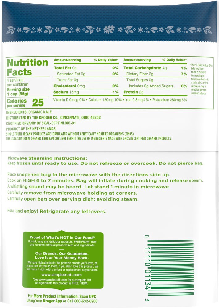 slide 3 of 4, Simple Truth Organic Frozen Chopped Kale, 12 oz