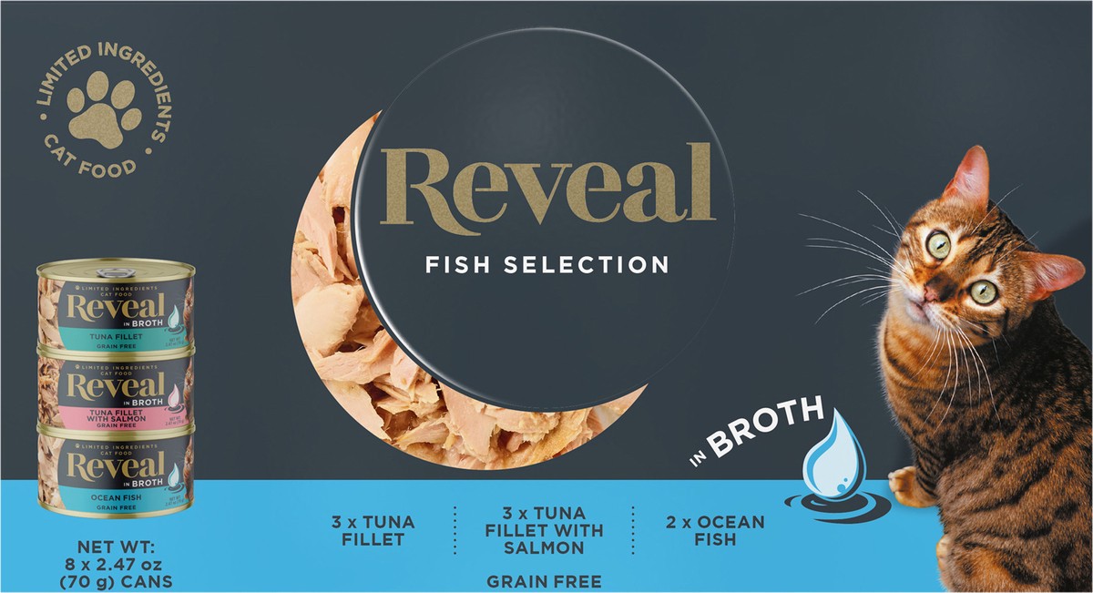 slide 6 of 12, Reveal Natural Wet Cat Food Fish Selection in Broth 8 x 2.47oz Cans, 8 ct