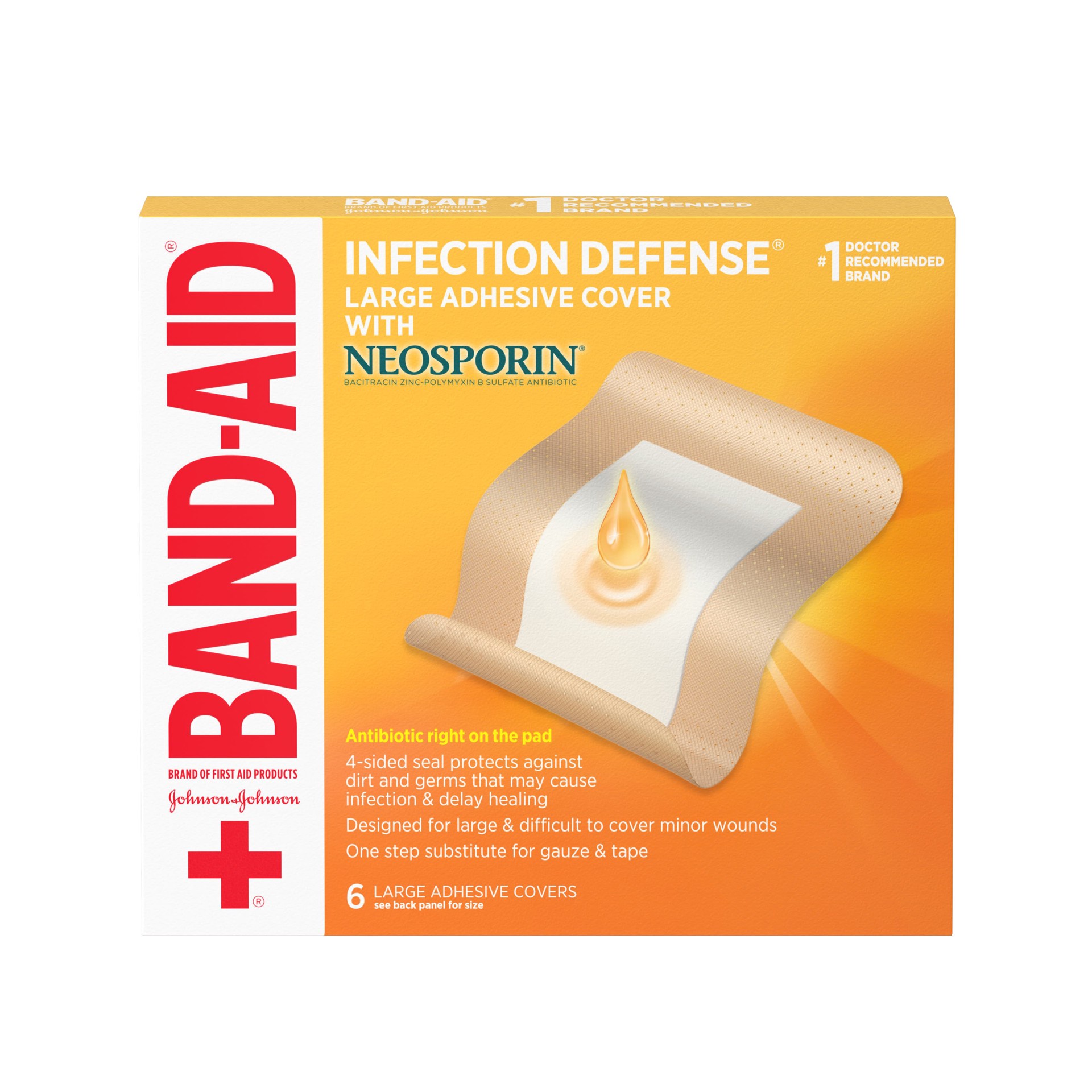 slide 2 of 8, Band-Aid Infect Defense Large Cover - 6ct, 1 ct