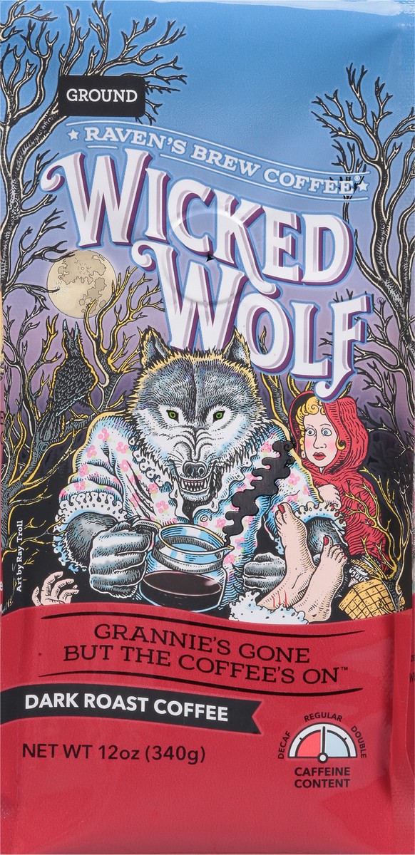 slide 9 of 9, Raven's Brew Coffee Wicked Wolf Dark Roast Coffee Ground - 12 oz, 12 oz