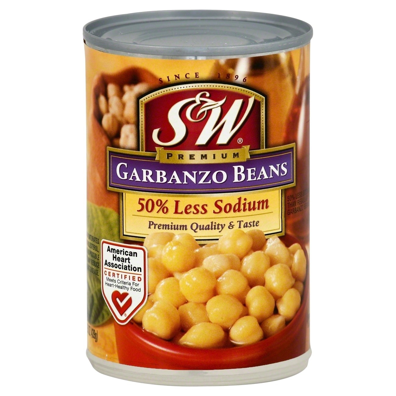 slide 1 of 6, S&W Garbanzo Beans 50% Less Sodium, 15.5 oz