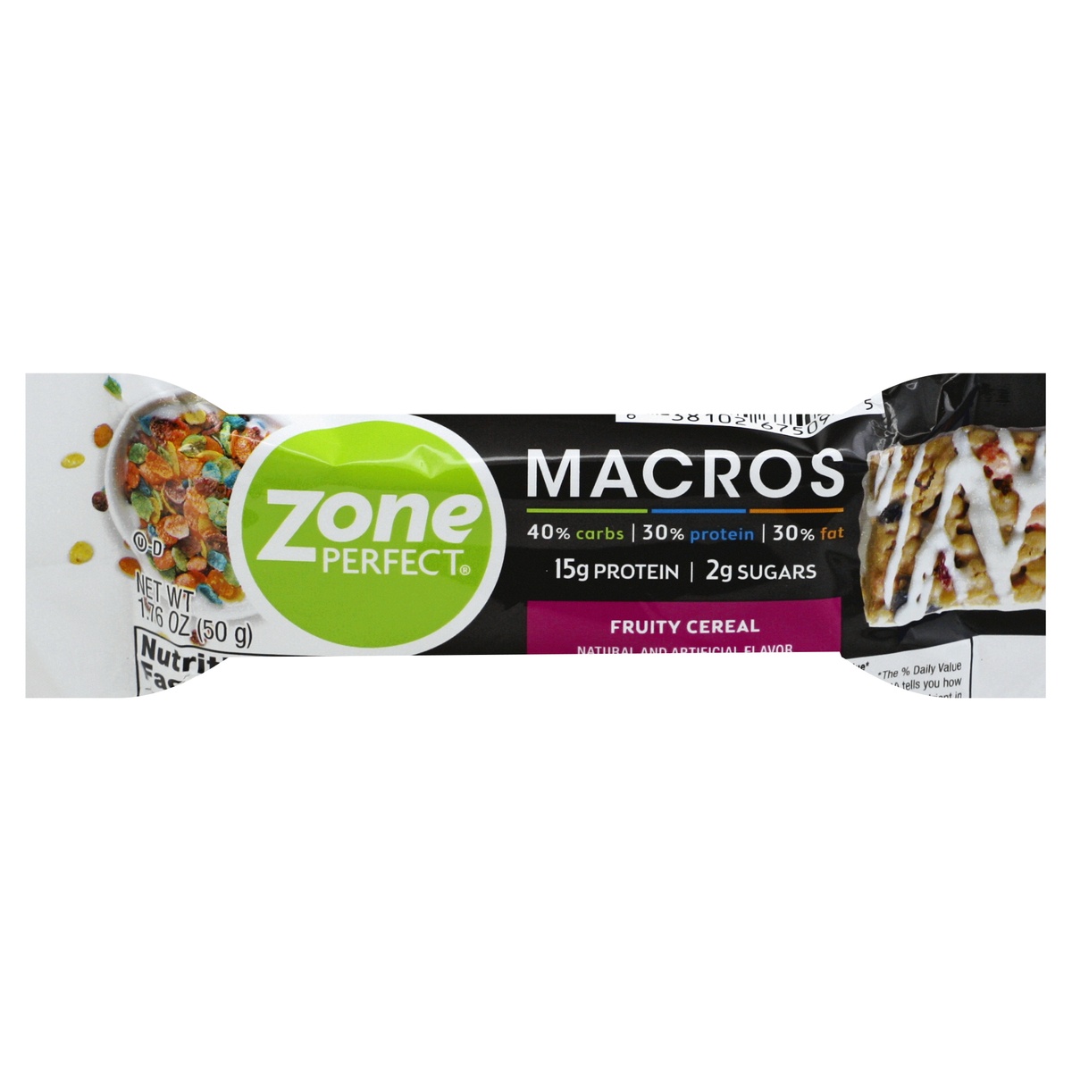 slide 1 of 2, Zone Perfect Bar Fruity Cereal, 1.76 oz