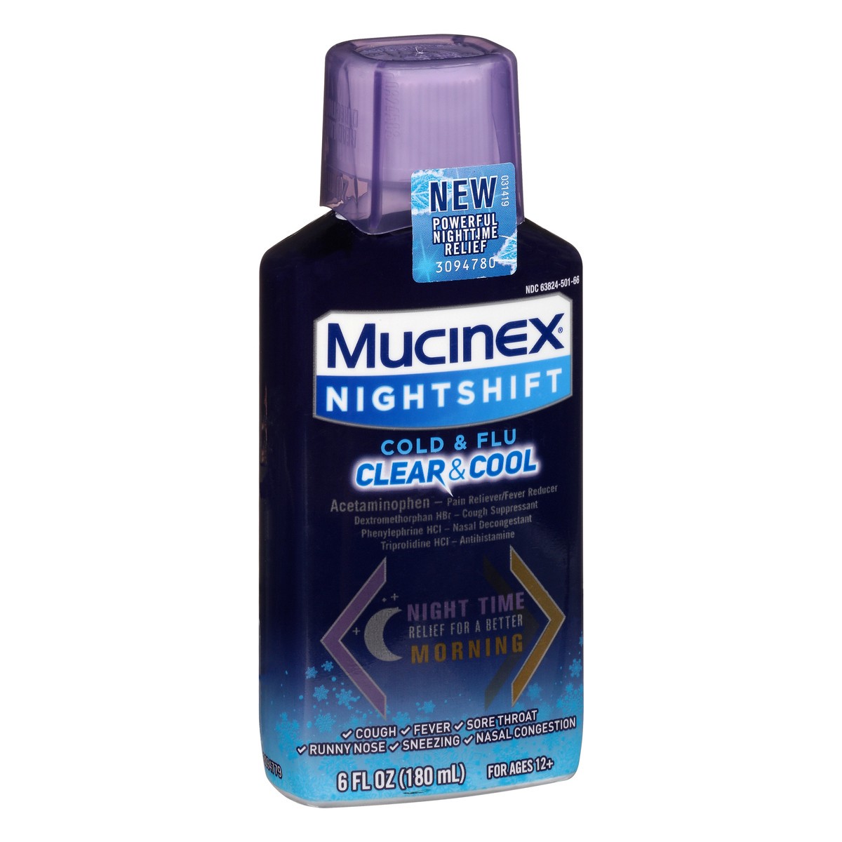 slide 9 of 9, Mucinex Nightshift Clear & Cool Cold & Flu 6 oz, 6 oz