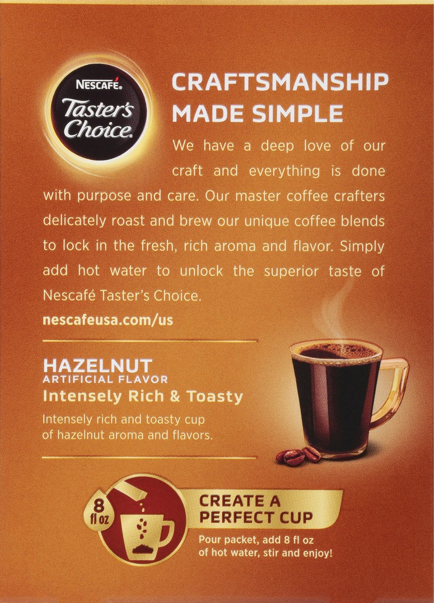 slide 3 of 10, Nescafé Taster's Choice, Hazelnut Flavored Instant Coffee, Medium Dark Roast, 1 box (16 packets) - 1.69 oz, 1.69 oz