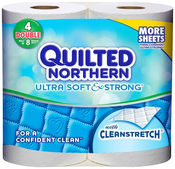 slide 1 of 1, Quilted Northern Ultra Soft & Strong Double Roll Bath Tissues with Cleanstretch, 4 ct