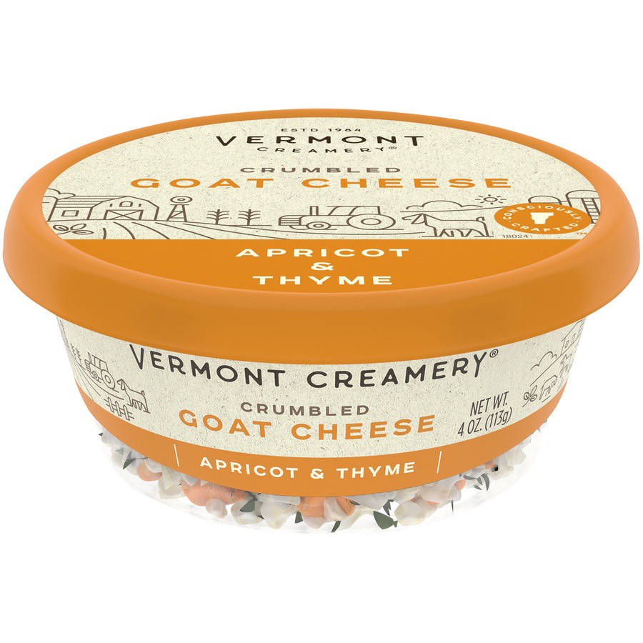 slide 1 of 8, Vermont Creamery Crumbled Goat Cheese Apricot & Thyme, 4 oz
