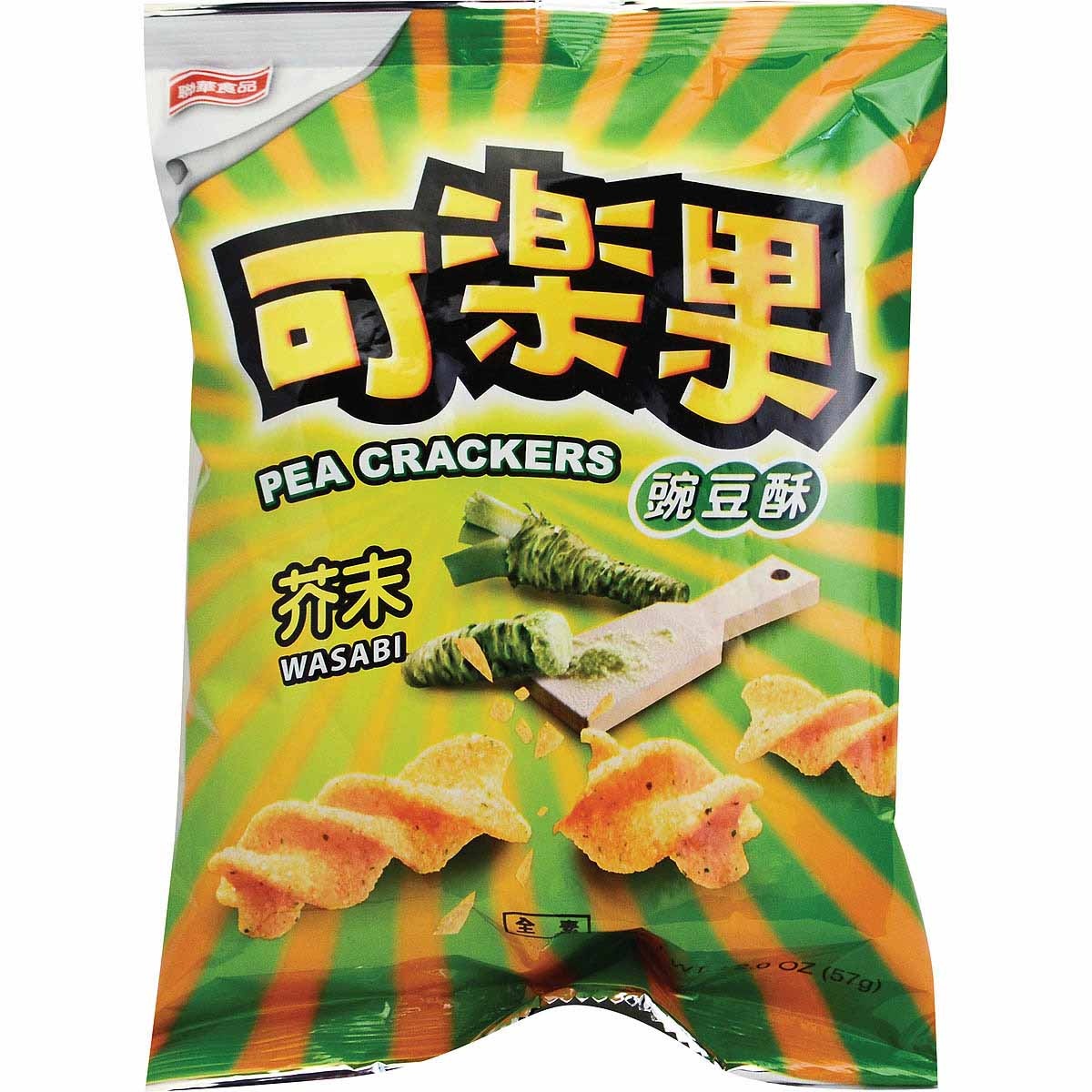 slide 1 of 1, Ko-La-Kou Pea Crackers Wasabi, 57 gram