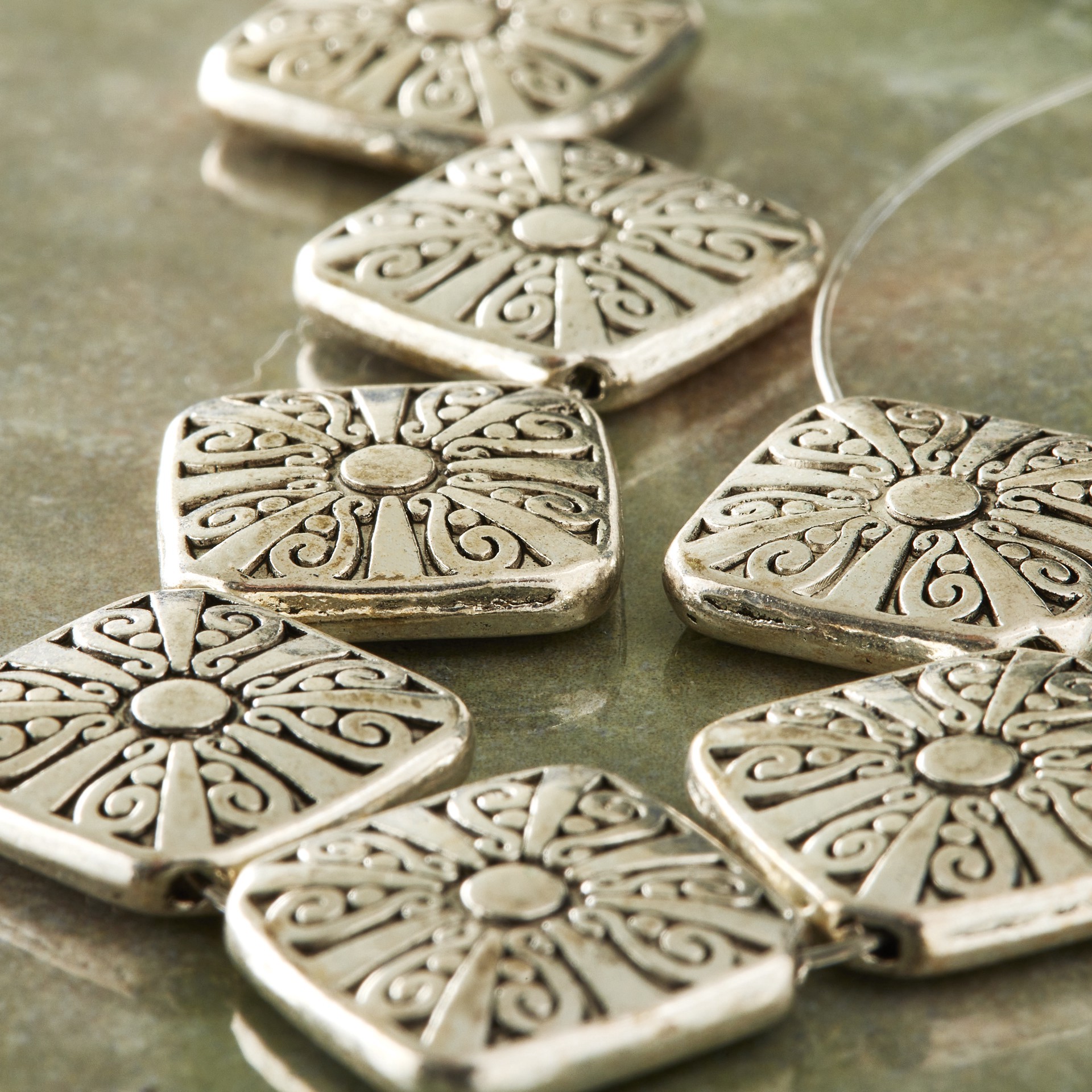 slide 3 of 3, Sterling Silver-Plated Diamond Beads By Bead Landing, 16 mm