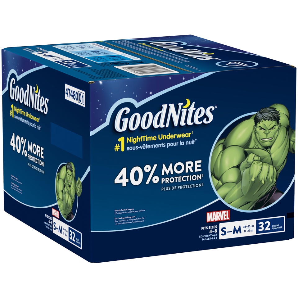 slide 2 of 3, GoodNites Small Medium Boys Bedwetting Underwear, 32 ct