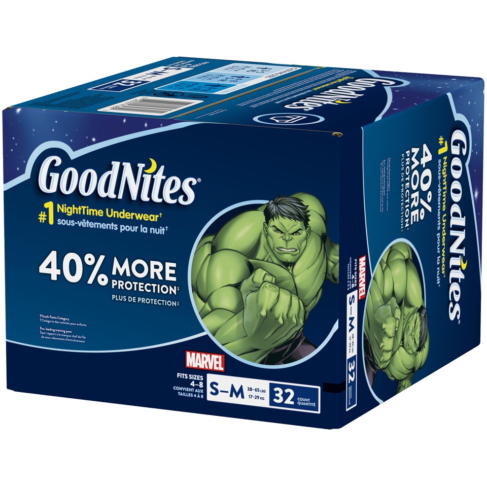 slide 3 of 3, GoodNites Small Medium Boys Bedwetting Underwear, 32 ct