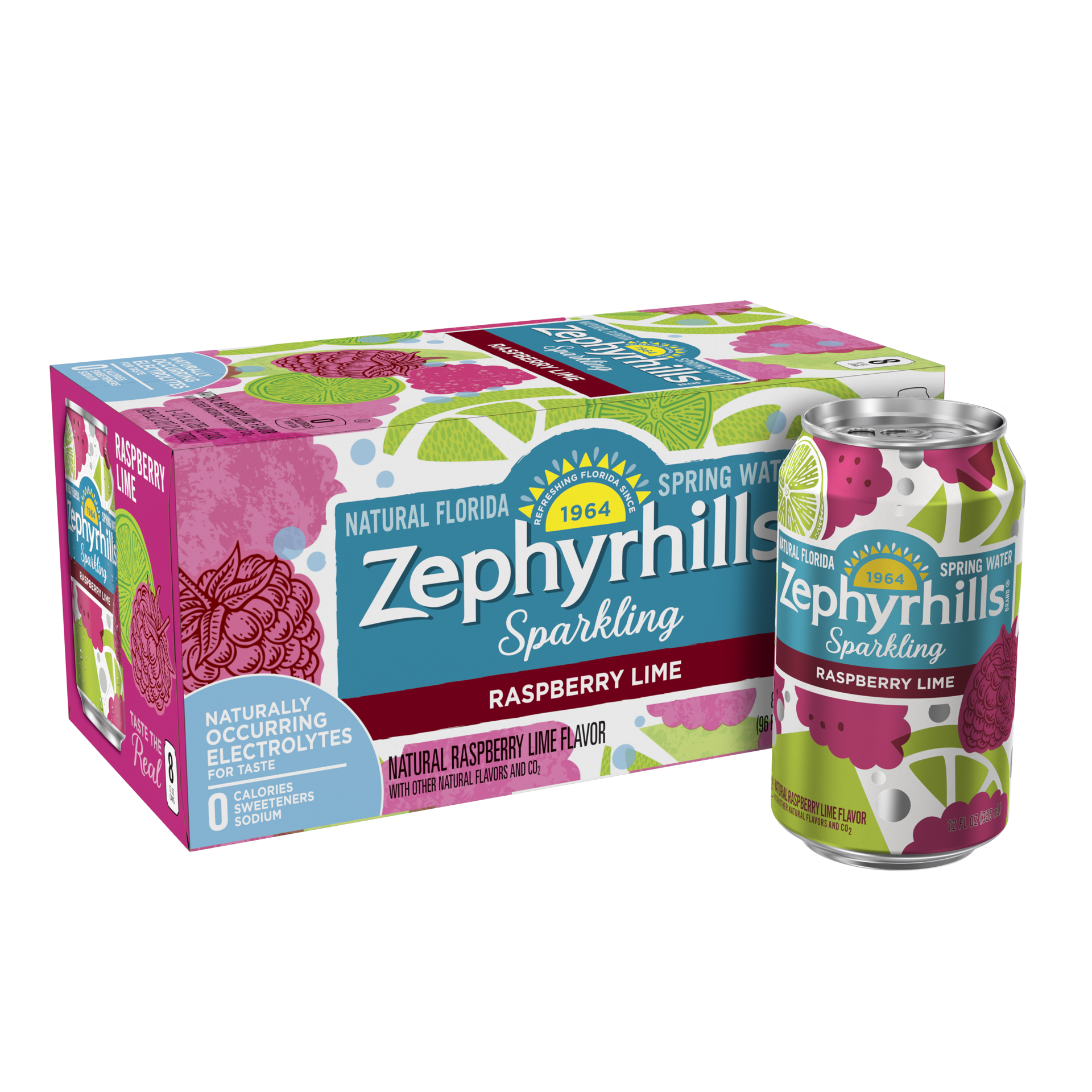 slide 2 of 5, Zephyrhills Sparkling Water, Raspberry Lime, 12 oz. Cans (8 Count), 12 oz