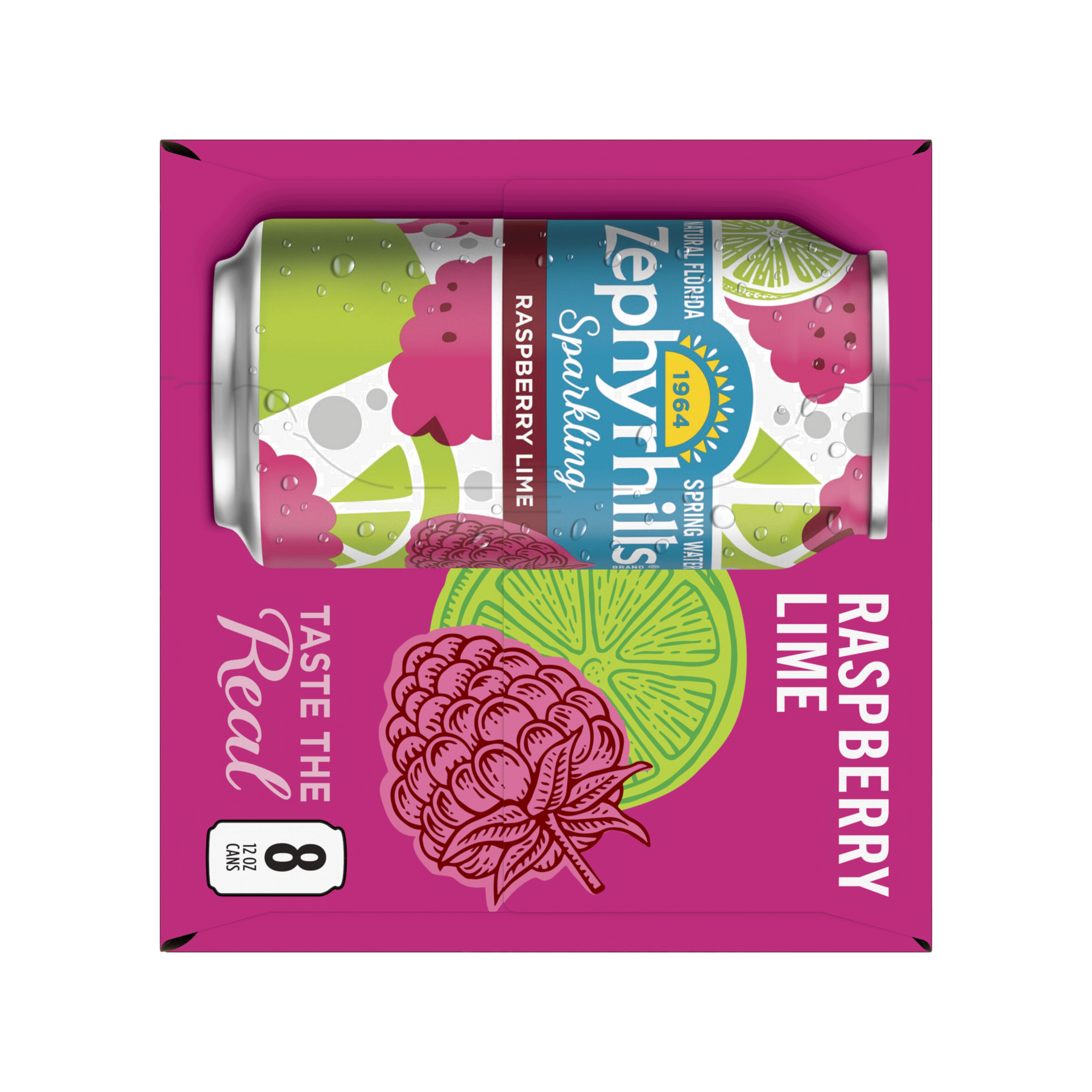 slide 3 of 5, Zephyrhills Sparkling Water, Raspberry Lime, 12 oz. Cans (8 Count), 12 oz