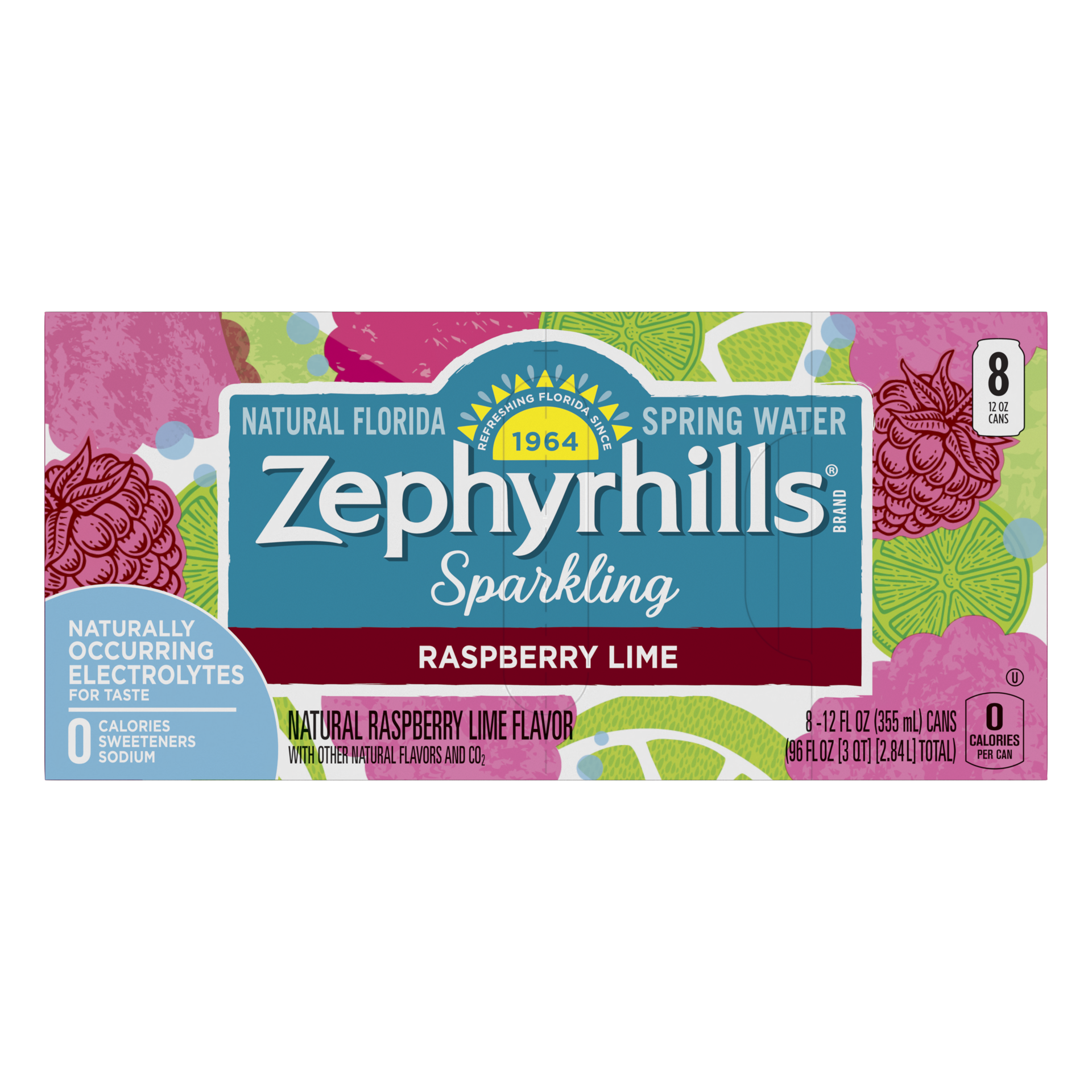 slide 4 of 5, Zephyrhills Sparkling Water, Raspberry Lime, 12 oz. Cans (8 Count), 12 oz