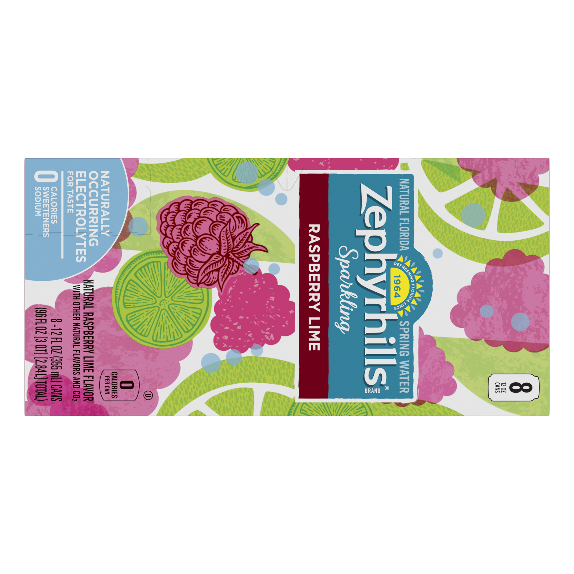 slide 1 of 5, Zephyrhills Sparkling Water, Raspberry Lime, 12 oz. Cans (8 Count), 12 oz