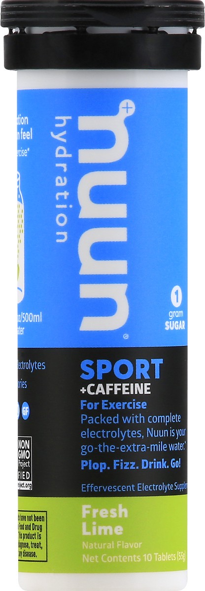 slide 6 of 9, nuun Hydration Sport + Caffeine Drink Vegan Powder - Fresh Lime - 10ct, 10 ct