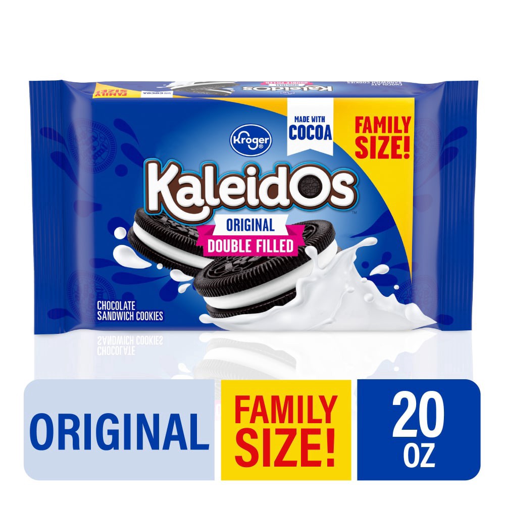 slide 3 of 4, Kroger Kaleidos Original Double Filled Chocolate Sandwich Cookies, 20 oz
