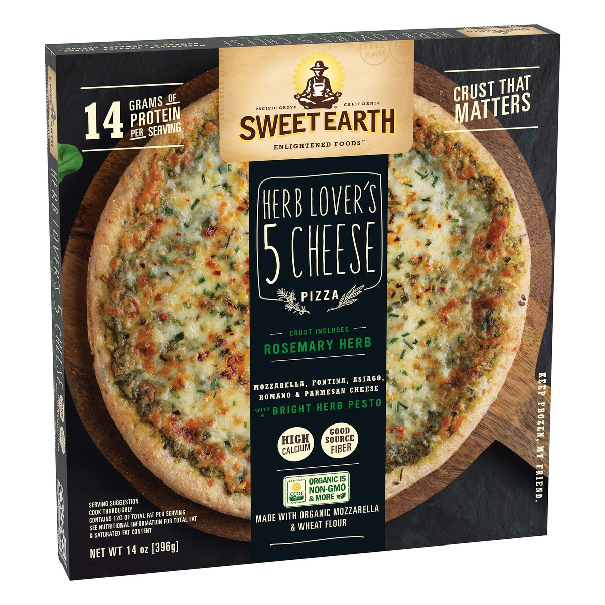 slide 2 of 10, Sweet Earth Herb Lovers 5 Cheese Pizza 14 oz, 14 oz