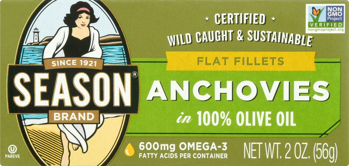 slide 4 of 9, Season Anchovies in 100% Olive Oil 2 oz, 2 oz