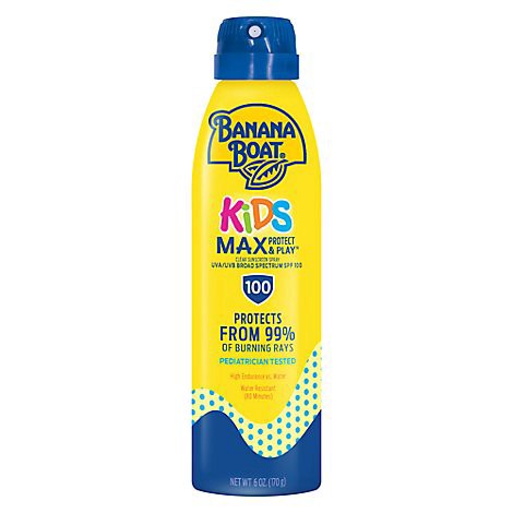 slide 1 of 1, Banana Boat Kids Max Protect & Play Broad Spectrum Spf 100 Clear Sunscreen Spray - 6 Oz, 6 oz