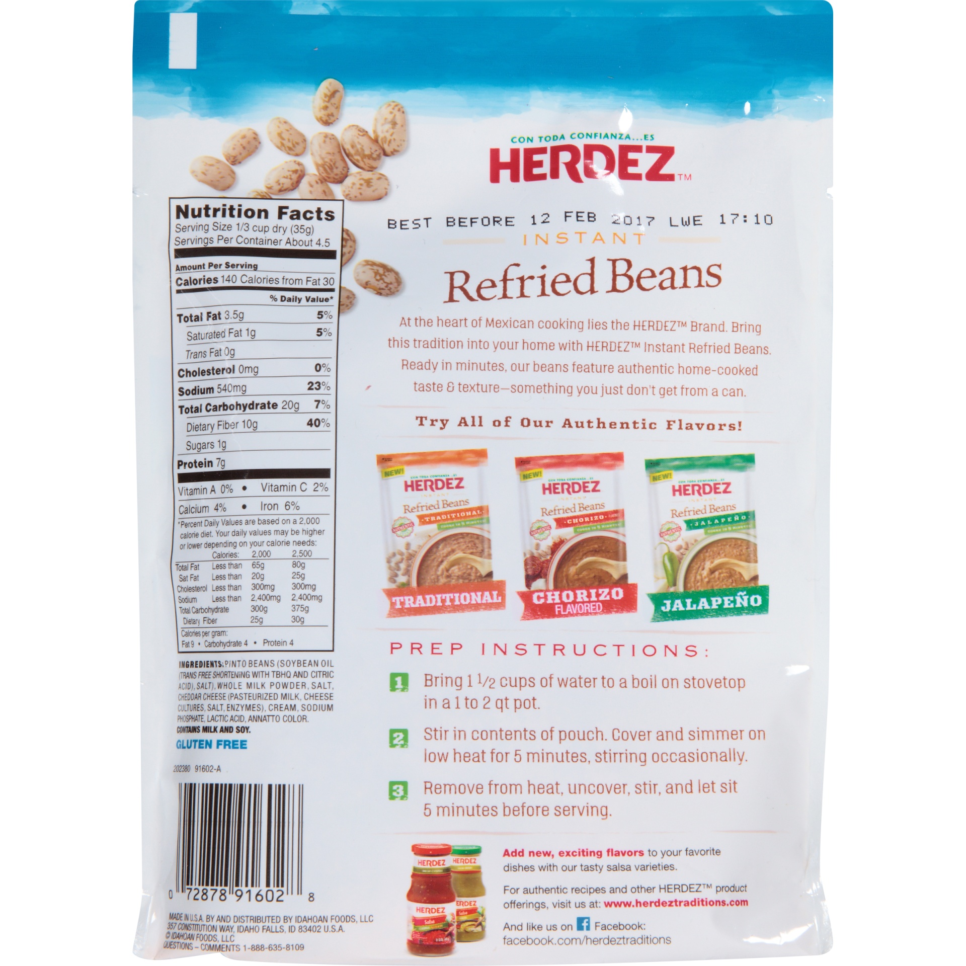 slide 4 of 6, Herdez Instant Queso Refried Beans, 5.4 oz