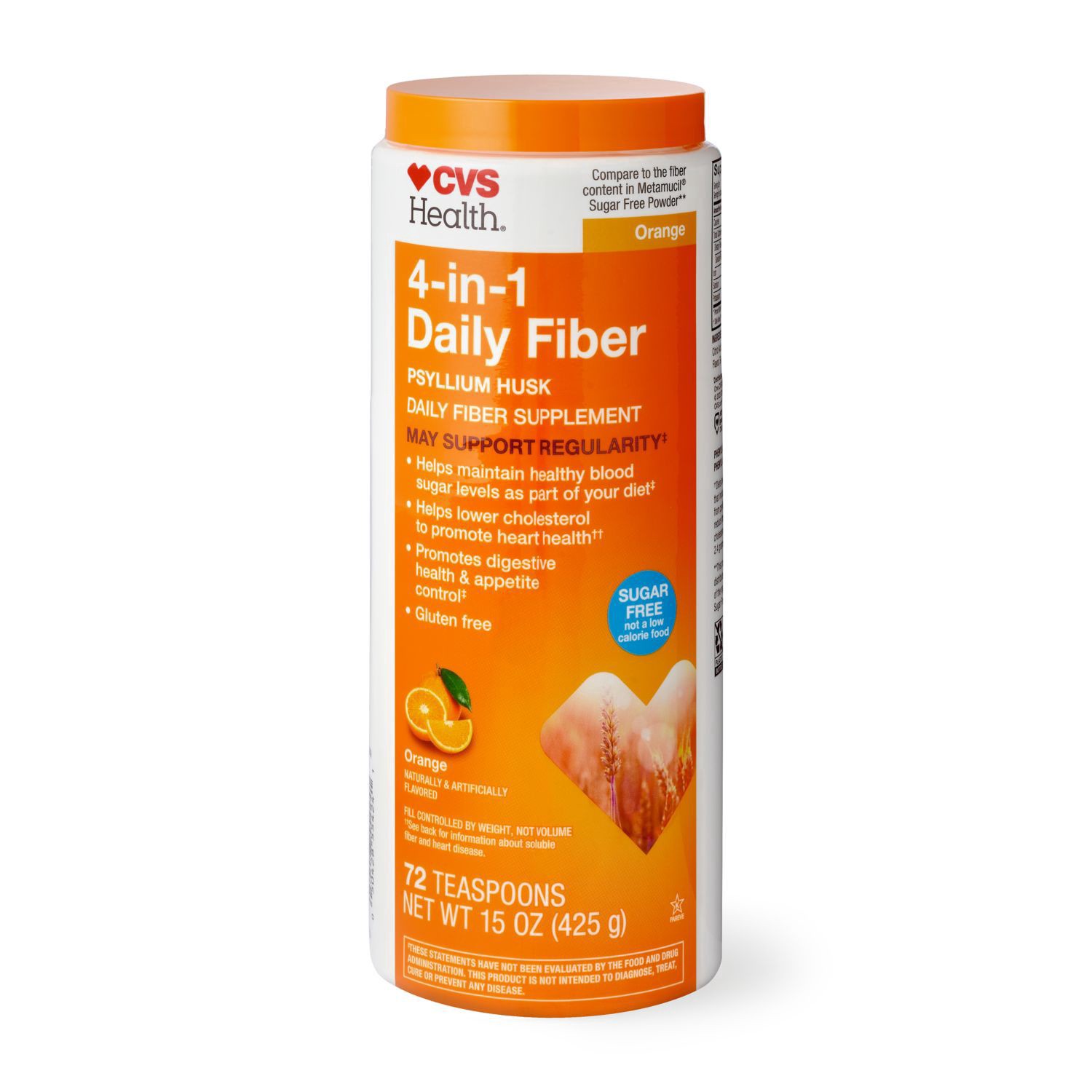 slide 1 of 1, Cvs Health Daily Fiber Powder Sugar Free Orange, 15 Oz, 15 oz