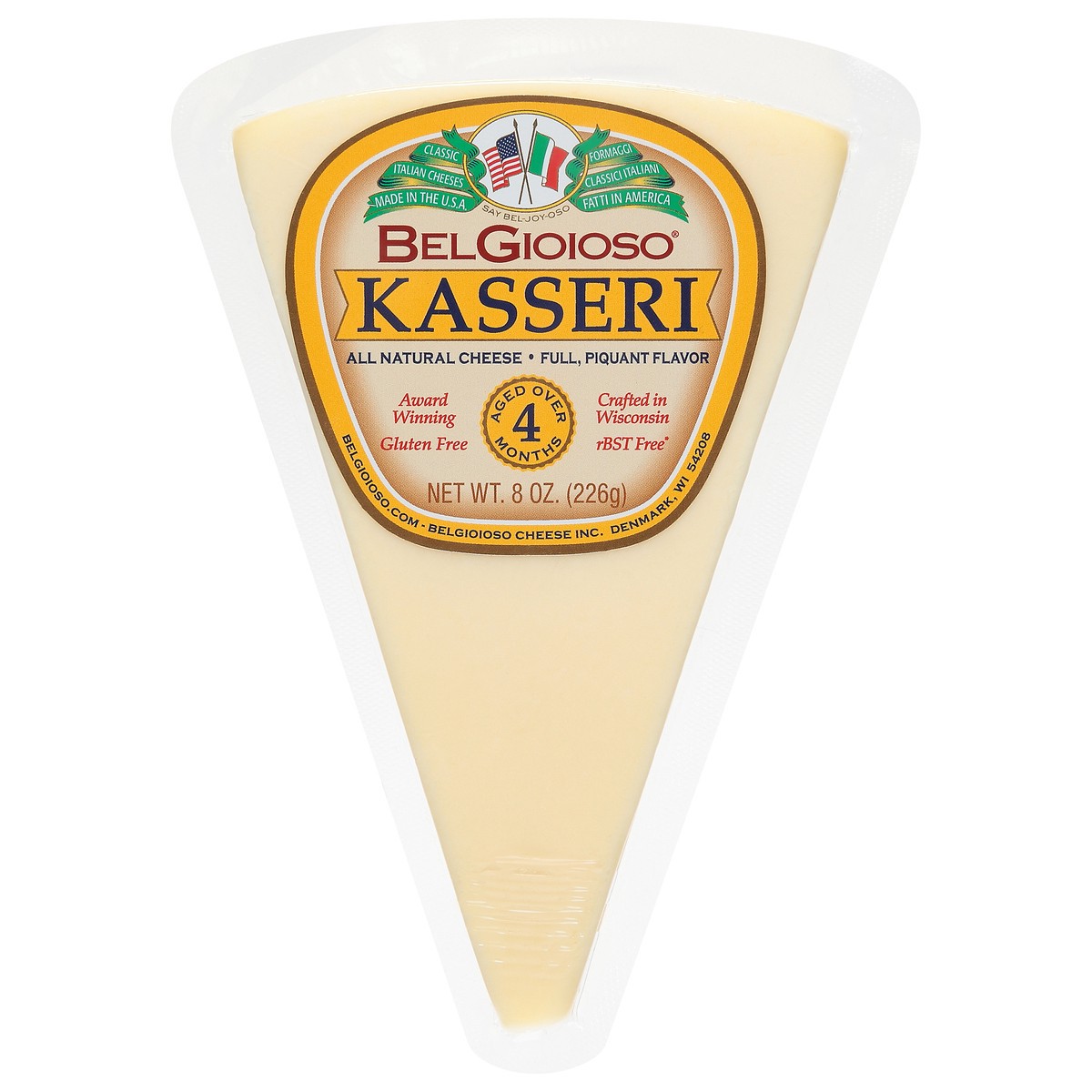 slide 1 of 9, BelGioioso Kasseri Cheese Wedge 8oz., 8 oz