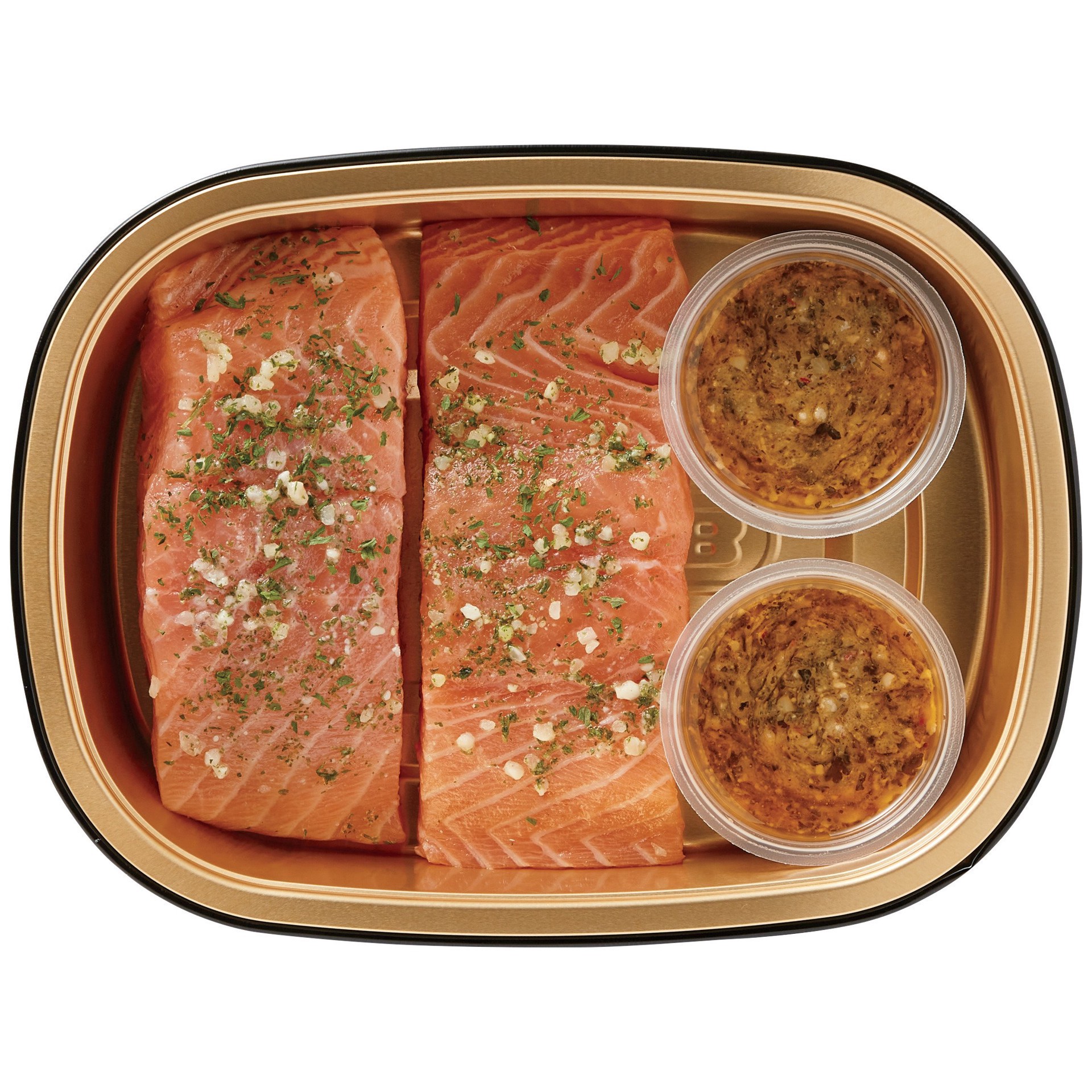 slide 1 of 1, Meal Simple by H-E-B Atlantic Salmon Portions - Garlic Pesto, 2 ct