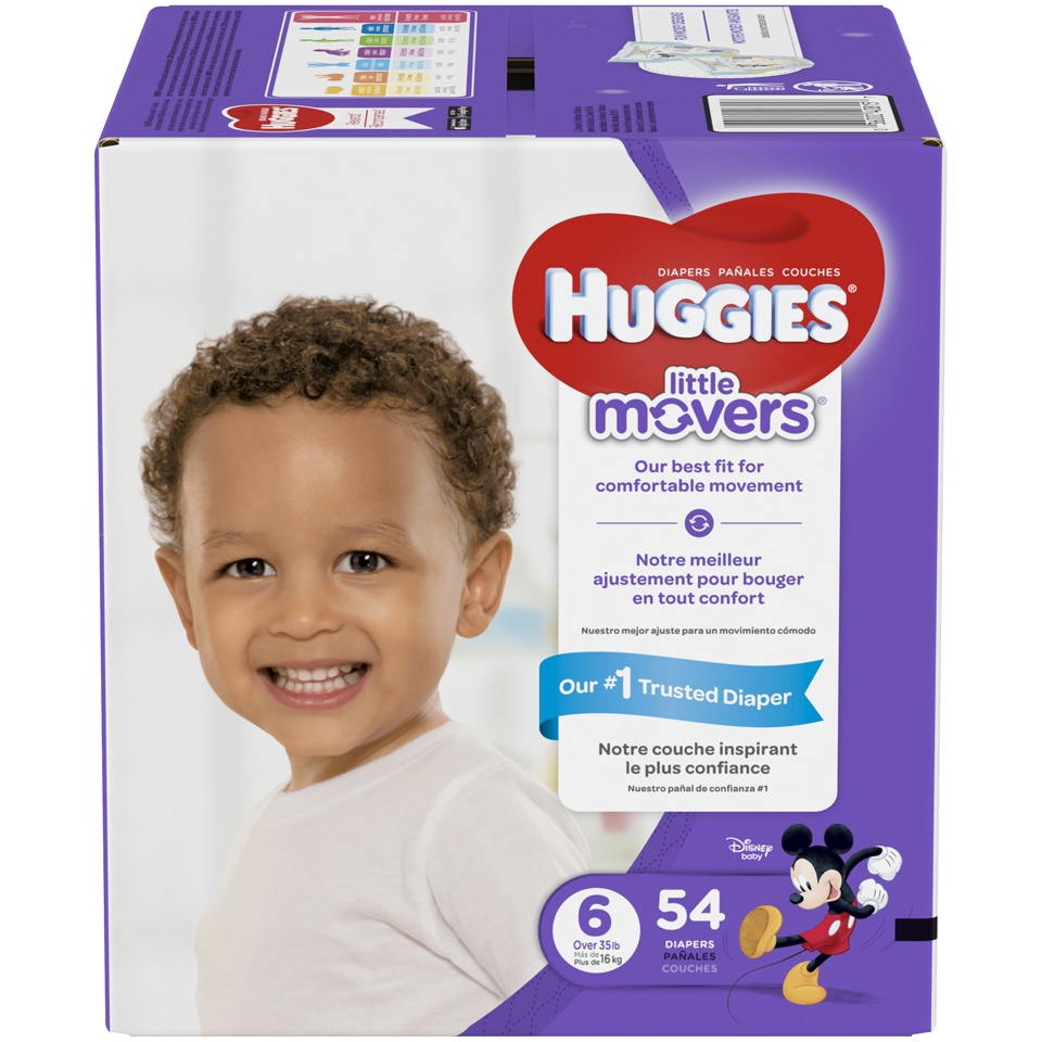 slide 1 of 3, Huggies Little Movers Diapers Size 6, 54 ct