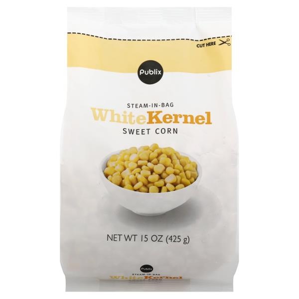 slide 1 of 1, Publix Steam in Bag White Kernel Sweet Corn, 15 oz